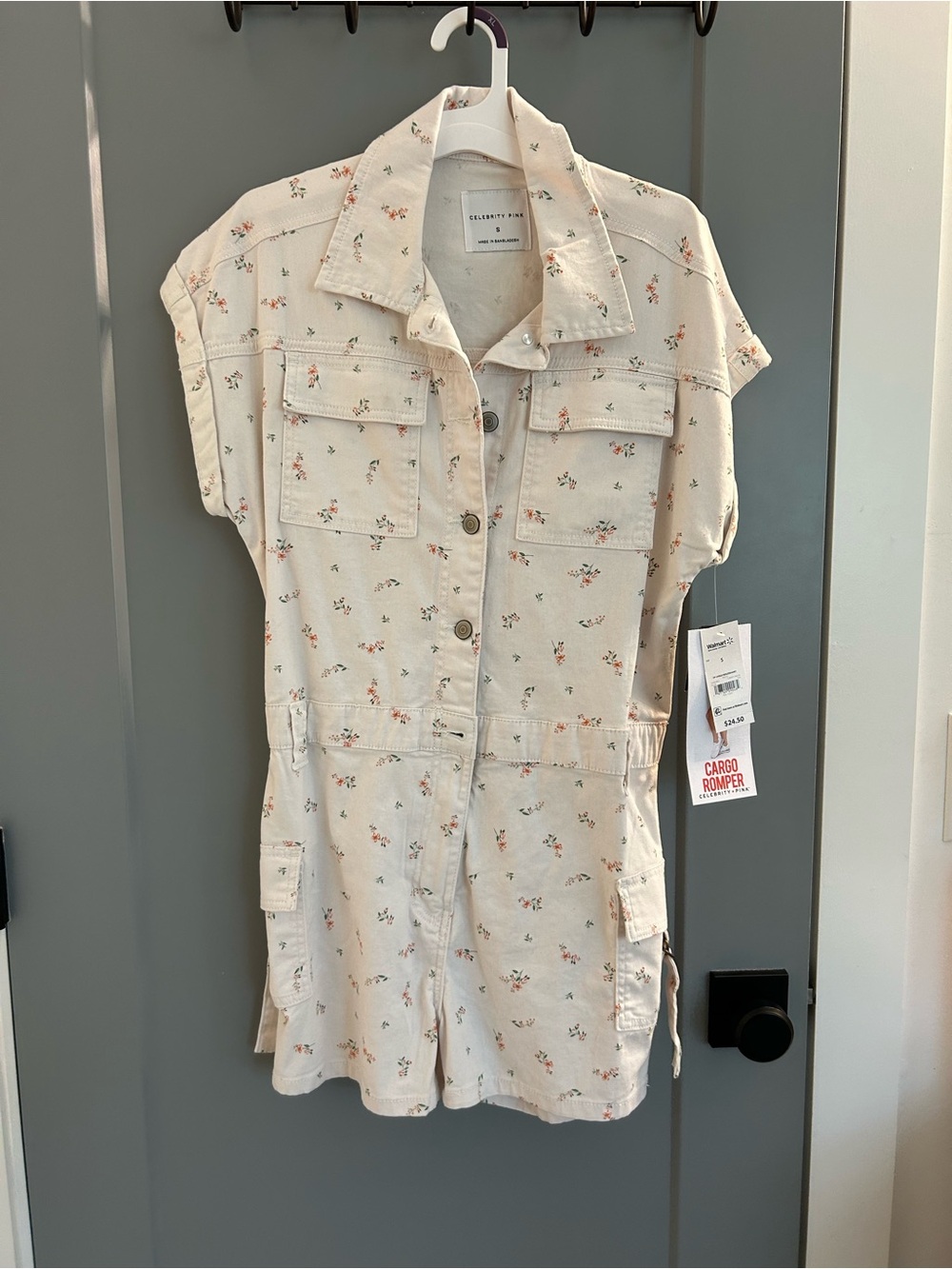 Cream Floral Cargo Romper